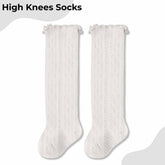 Baby Knee High Socks for Baby Soft Cotton Non-Slip and Stylish Designs (off-white)